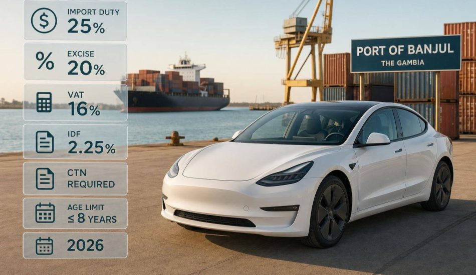 How to Import an Electric Car to The Gambia in 2026: EV Import Costs & Requirements